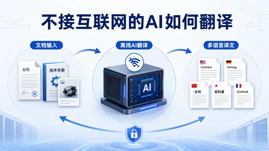 不接互联网的AI如何翻译——本地离线AI翻译方案封面,断网环境下文档经AI模型转为多语言译文
